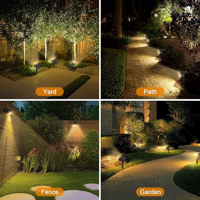 LANSOW Solar Spot Lights Outdoor, [12 Pack/76 LED] 2-in-1 Solar Landscape Spotlights, 3 Modes IP65 Waterproof Dusk to Dawn Solar Powered Flood Wall Lights for Outside Yard Garden Pathway(Warm White)