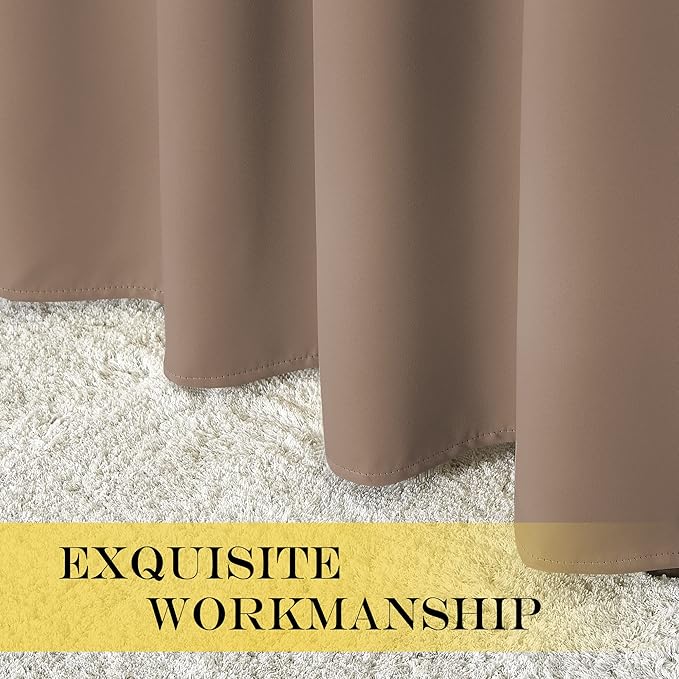 NICETOWN Blackout Curtains 72 inches Long, Grommet Privacy Window Treatment Thermal Insulated Room Darkening Sliding Glass Door Drape for Bedroom Living Room, 1 Panel, W100 x L72, Cappuccino