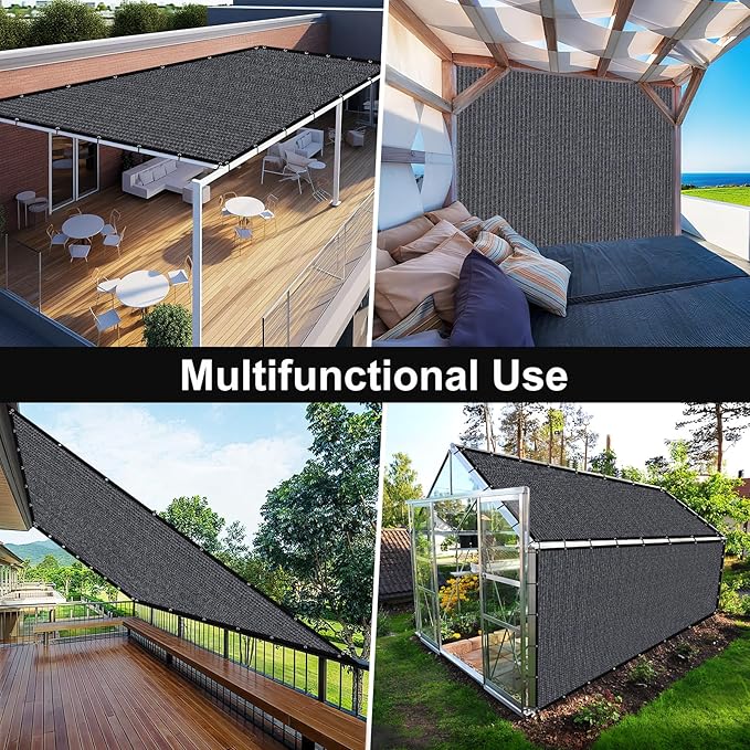 Artpuch 90% Sun Shade Cloth, 12 x 16 FT Pergola Shade Cover Canopy with Grommets, Sun Screen Fabric Tarp for Patio, Outdoor, Garden, Backyard, Dark Grey
