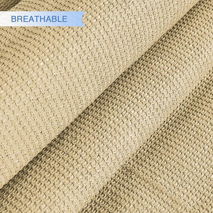 E&K Sunrise 12' x 12' x 12' Sun Shade Sail Triangle Canopy Shade Cover UV Block for Patio Backyard Garden Outdoor (Sand)