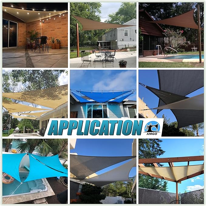 Amgo Custom Size 19' x 23' x 29.8' Gray Right Triangle Sun Shade Sail UPF50+ AGTAPRT12, Order to Make Canopy Awning, 95% UV Blockage, Water & Air Permeable, Commercial Standard (We Customize)