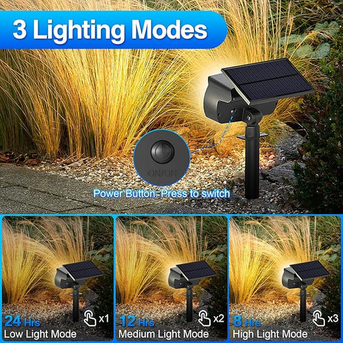 108 LED Solar Spot Lights Outdoor, Solar Lights Outdoor IP65 Waterproof, 3 Modes Solar Landscape Spotlights, Large Solar Powered Panel Lights for Garden Yard Pathway(Warm White/6 Pack)