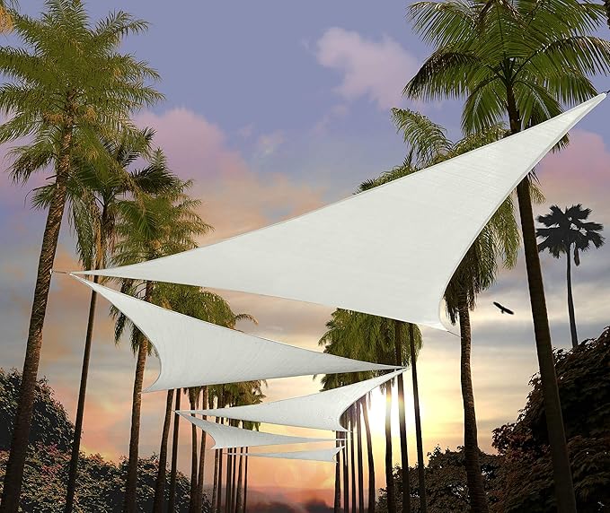 Amgo Custom Size 6' x 6' x 6' White Triangle Sun Shade Sail UPF50+ AGTAPRT12, Order to Make Canopy Awning, 95% UV Blockage, Water & Air Permeable, Commercial Standard (We Customize)