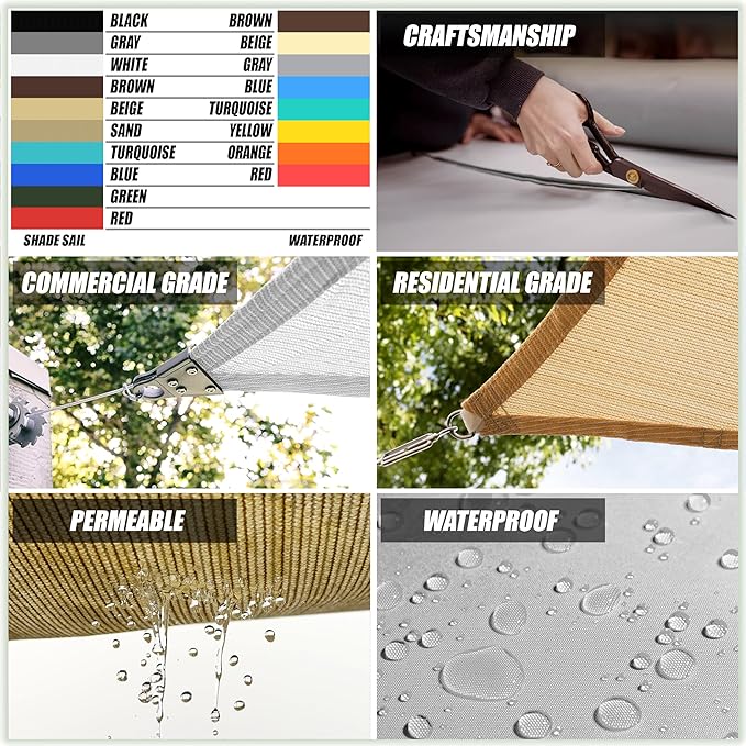Amgo Custom Size 18' x 24' x 30' Beige Right Triangle Sun Shade Sail Order to Make Canopy Awning UPF50+ AGSLT, 95% UV Blockage, Water & Air Permeable, 200GSM Commercial Standard (We Customize)