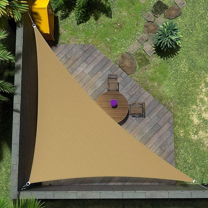 Amgo Custom Size 14' x 16' x 21.3' Sand Beige Right Triangle Sun Shade Sail Order to Make Canopy Awning UPF50+ AGSLT, 95% UV Blockage, Water & Air Permeable, 200GSM Commercial Standard (We Customize)