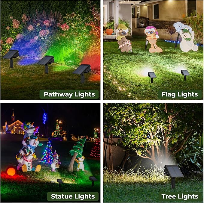 Kingsyard Solar Lights Outdoor Waterproof IP68, 47 LEDs 3 Lighting Modes USB & Solar Powered Garden Yard Pathway Spot Lights for Outside Landscape, Auto On/Off, 6 Pack(Cool White)
