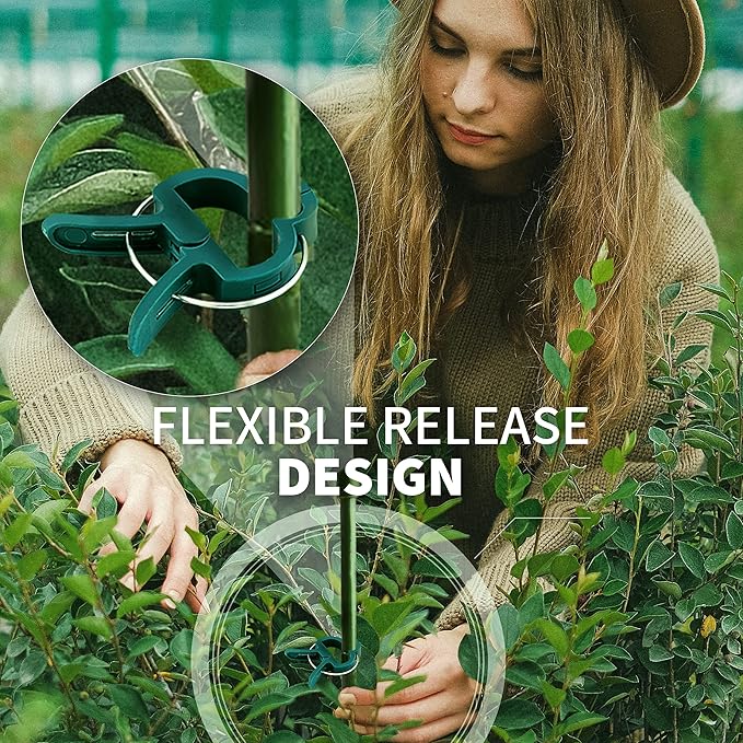 Plant Clips 40 Piece Green Gentle Gardening Plant & Flower Lever Loop Gripper Clips, Tool for Supporting or Straightening Plant Stems, Stalks, and Vines, Garden Clips, by RamPro