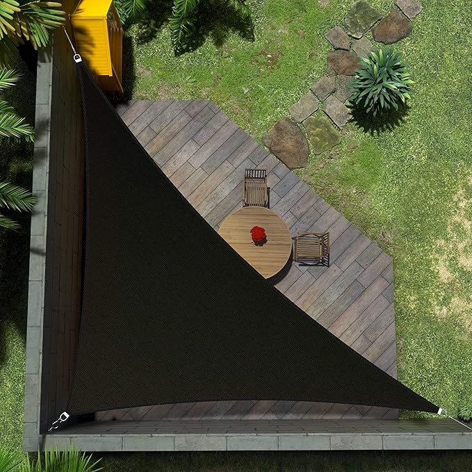 Amgo Custom Size 10' x 16' x 18.9' Black Right Triangle Sun Shade Sail Order to Make Canopy Awning UPF50+ AGSLT, 95% UV Blockage, Water & Air Permeable, 200GSM Commercial Standard (We Customize)